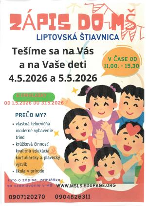 zápis do materskej školy šk. rok 2026/2027